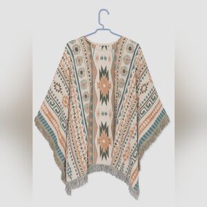 Upcycled Tapestry Blanket Bohemian Patterned Poncho